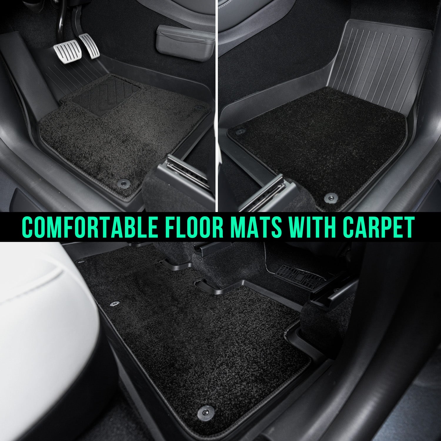 2-in-1 TPE All Weather Model Y Floor Mats 2023 with Removable Carpet (Left Hand), Heavy Duty Floor Mats for Tesla Model Y 5 Seater