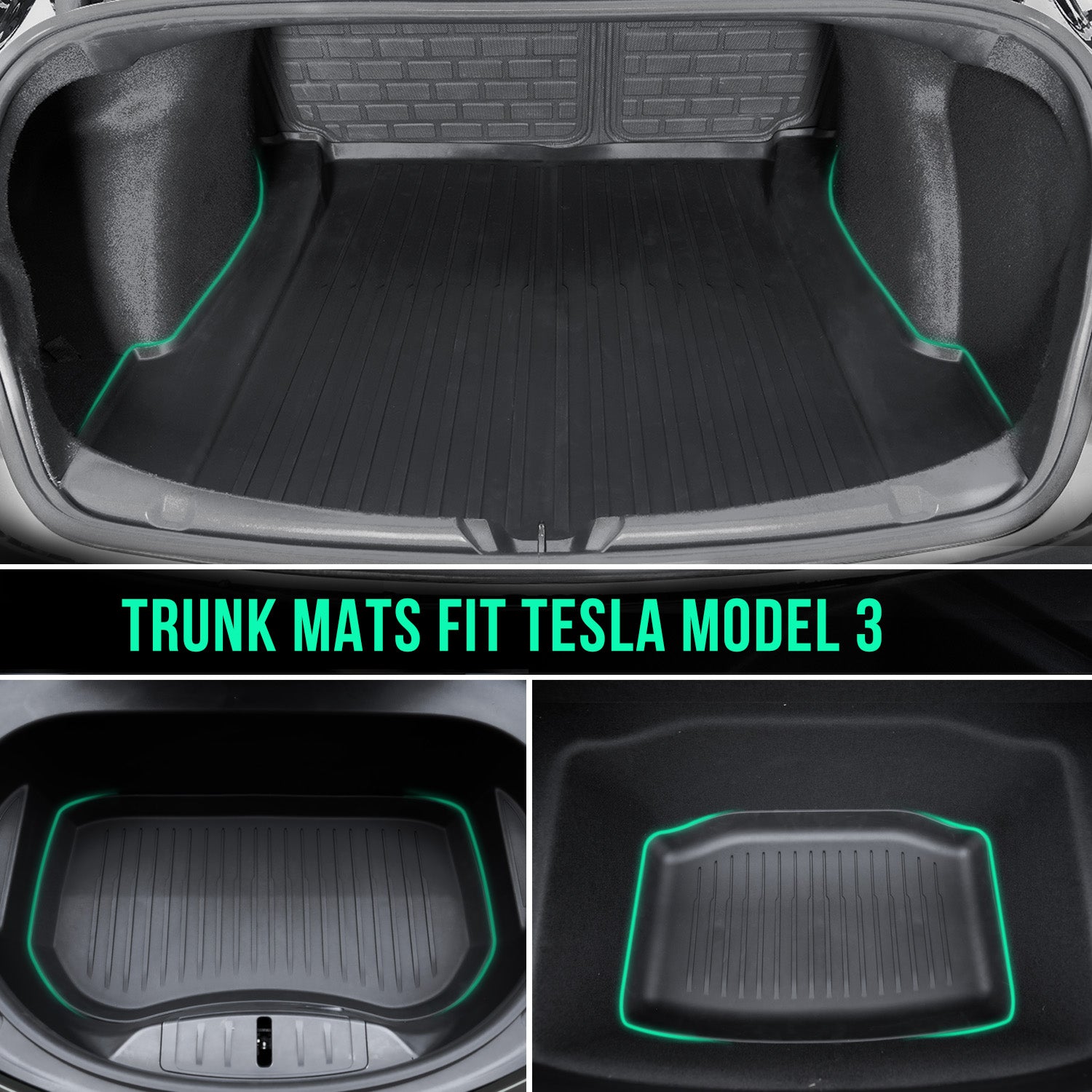 2-in-1 TPE All Weather Model 3 Floor Mats 2023 with Removable Carpet (Left Hand), Waterproof Anti-Slip Floor Mats for Model 3