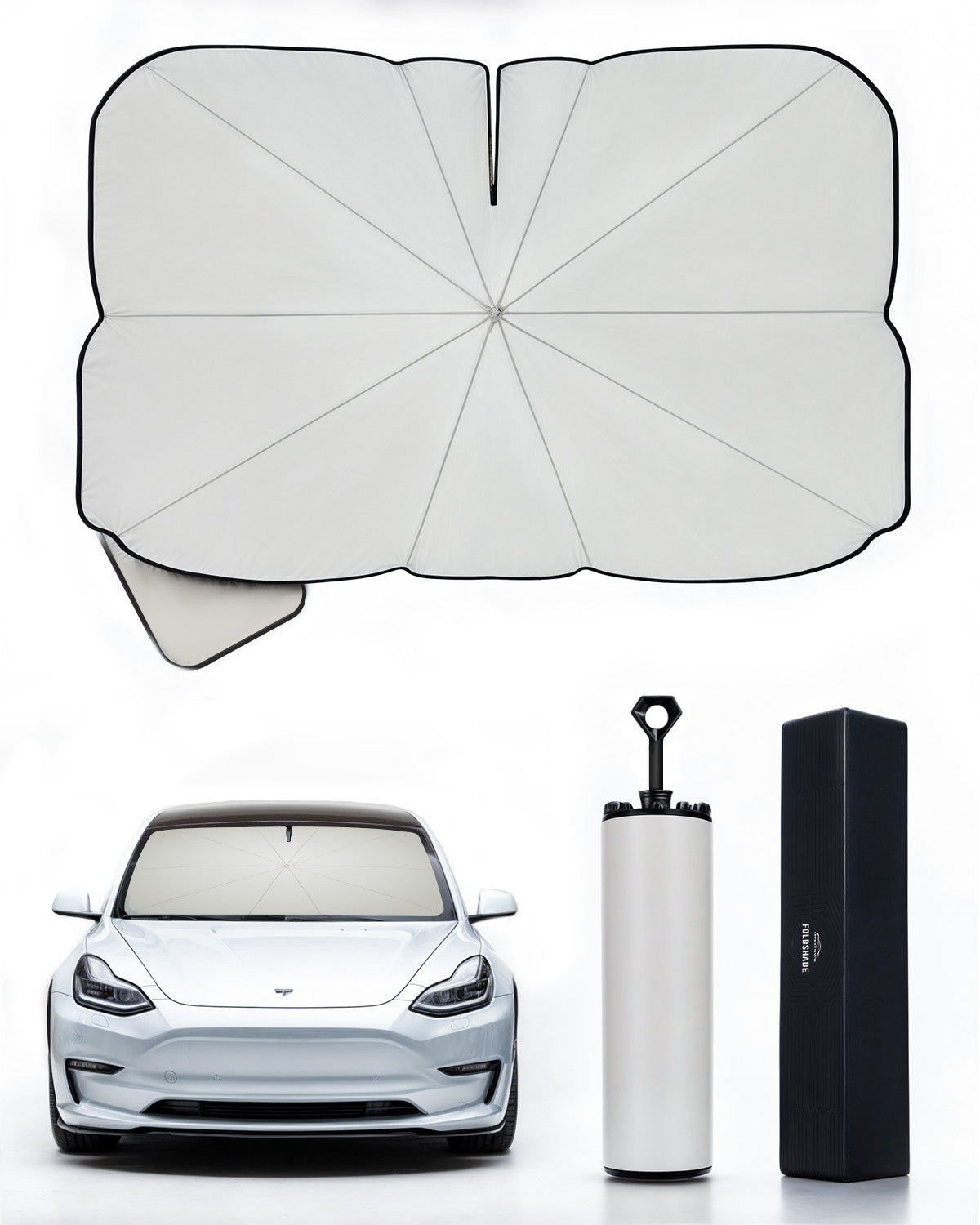 Foldshade for Tesla Model Y & Model 3 Windshield, Tesla Accessories