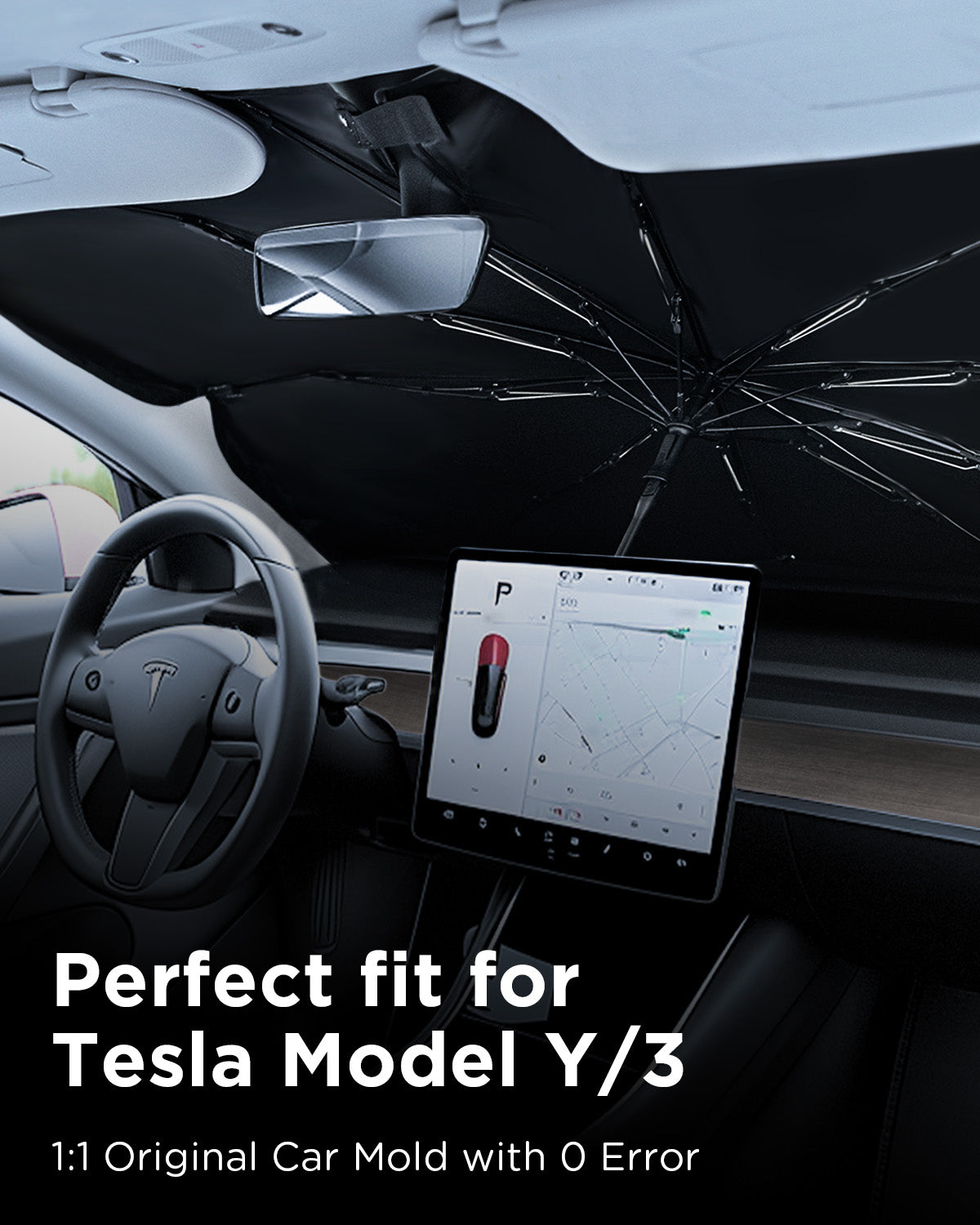 Foldshade for Tesla Model Y & Model 3 Windshield, Tesla Accessories
