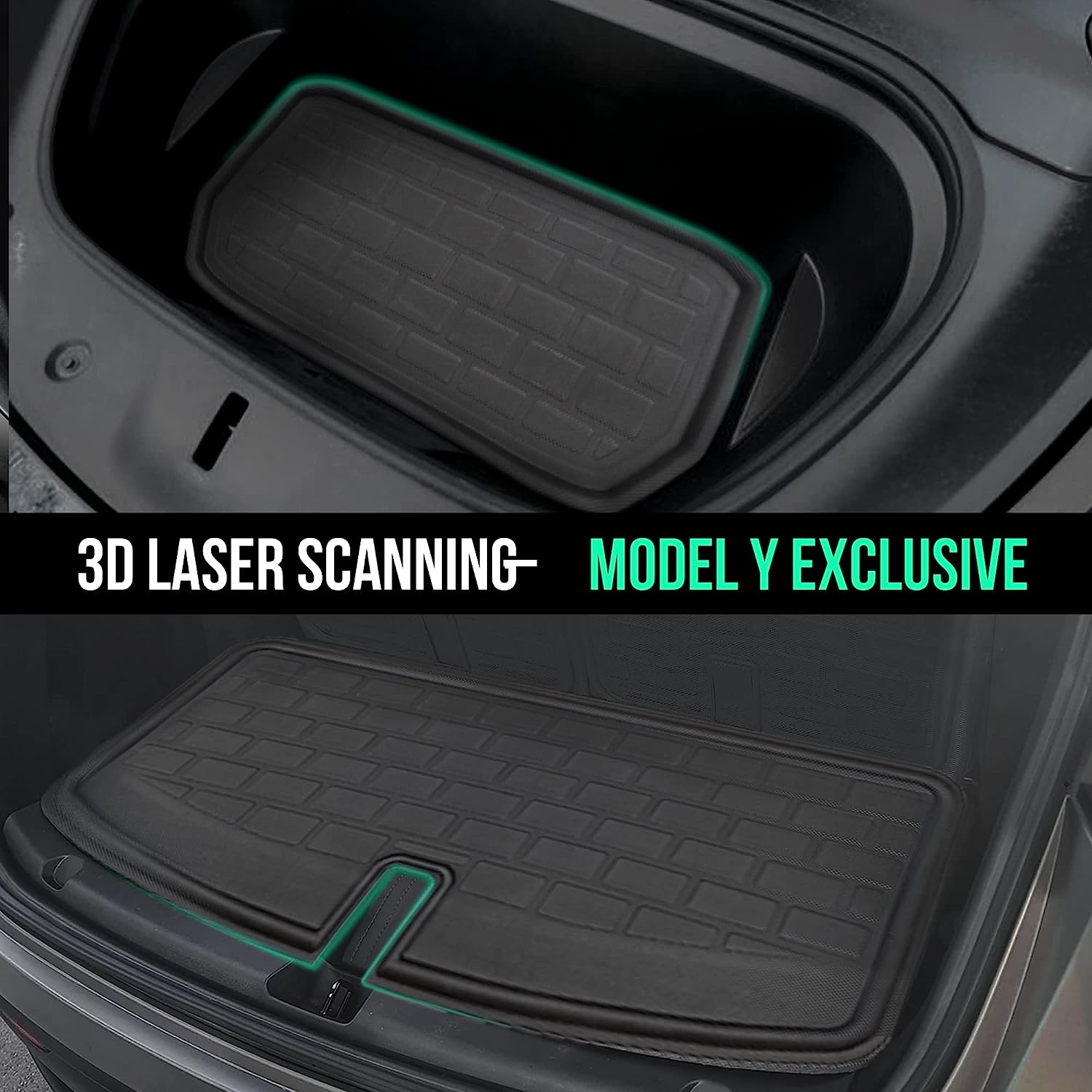 Tesla Model Y Trunk Mats and 3rd Row Chair Mats for 7 Seater 2021-2023, All Weather Protection