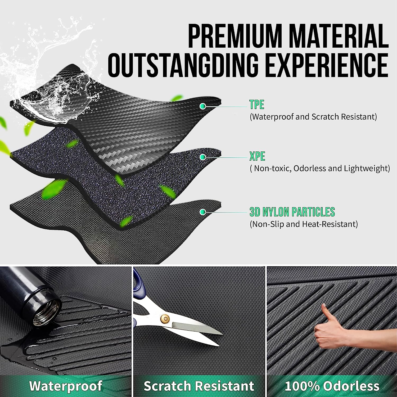 Tesla Model Y Trunk Mats and 3rd Row Chair Mats for 7 Seater 2021-2023, All Weather Protection