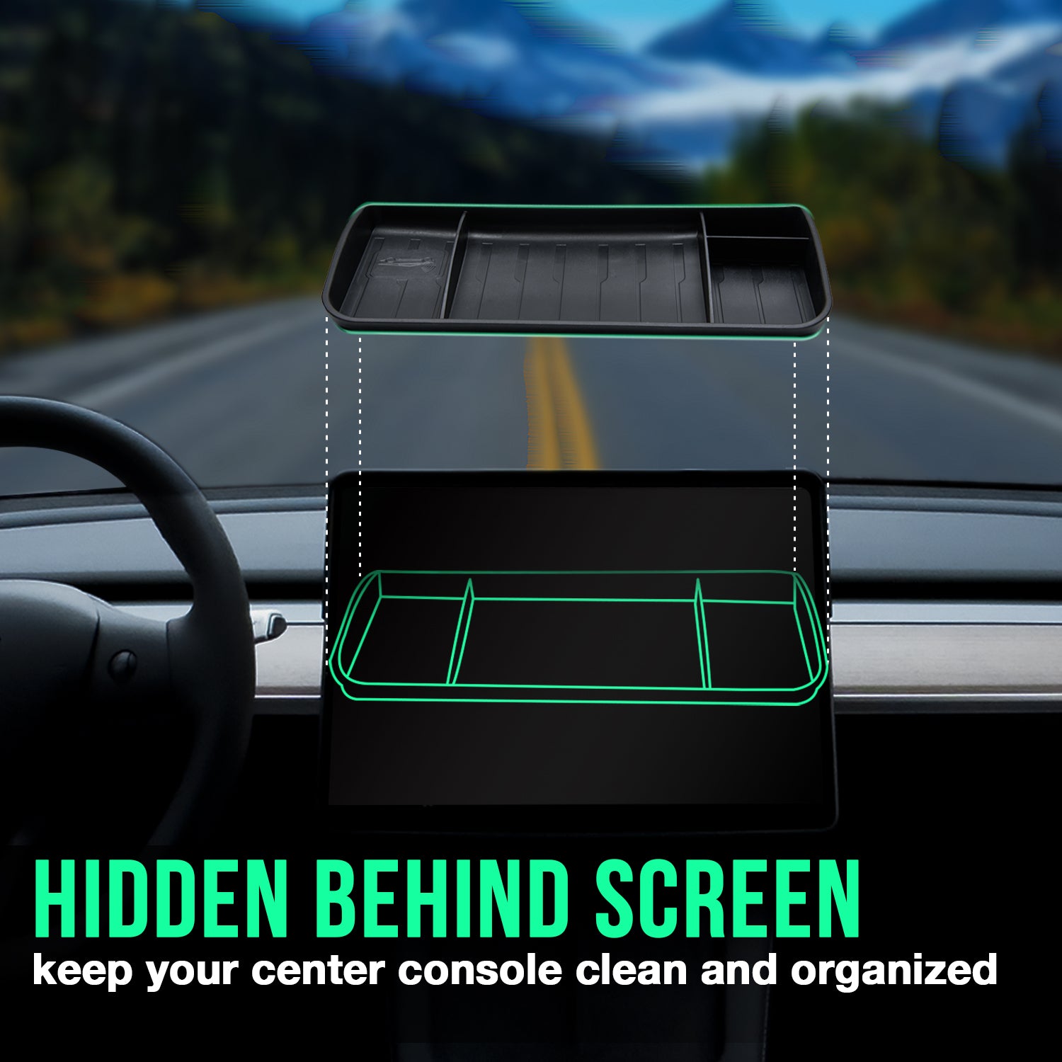 Center Console Organizer Behind Control Screen for Model Y/3
