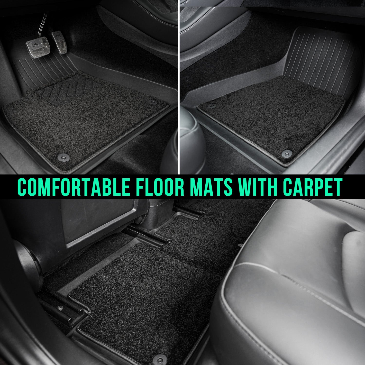 2-in-1 TPE All Weather Model 3 Floor Mats 2023 with Removable Carpet (Left Hand), Waterproof Anti-Slip Floor Mats for Model 3
