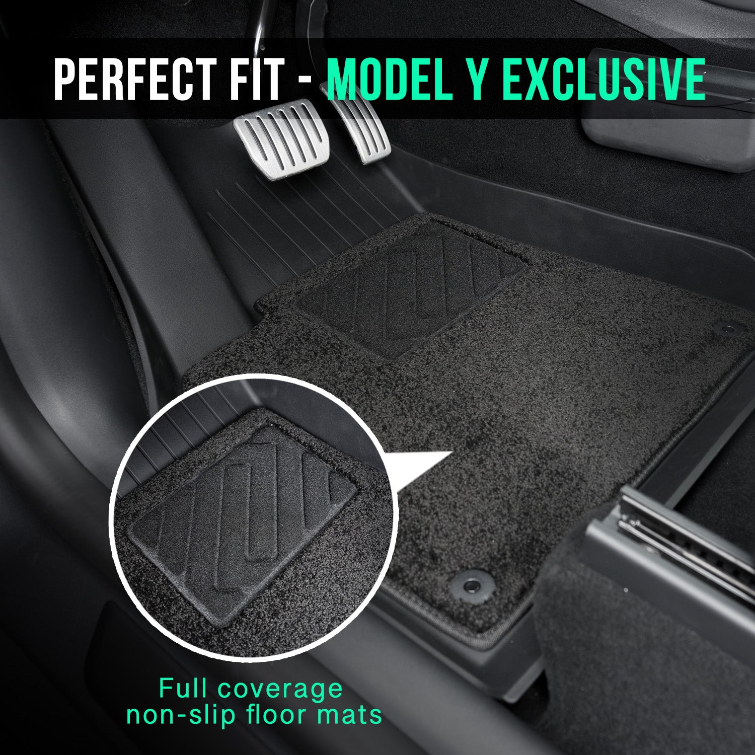 2-in-1 TPE All Weather Model Y Floor Mats 2023 with Removable Carpet (Left Hand), Heavy Duty Floor Mats for Tesla Model Y 5 Seater